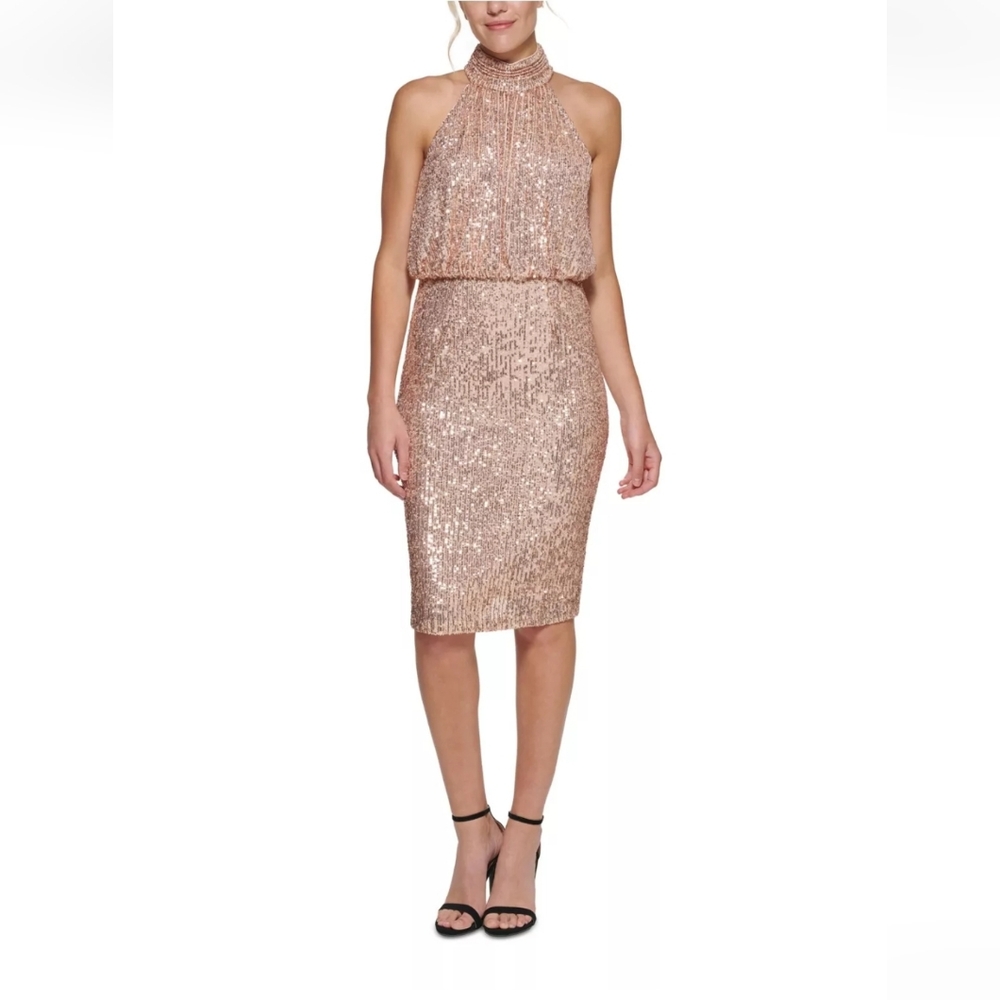 Eliza J Womens Pink Sequin Dress, Bouson Style, Size 12 - Picture 2 of 10